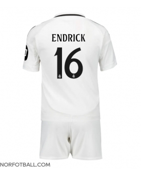 Billige Fotballdrakt Real Madrid Endrick #16 Replika Hjemmedraktsett Barn 2024-25 Kortermet (med bukser)